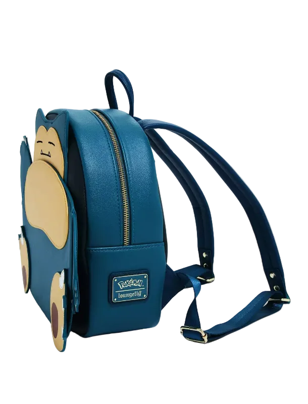 Blue backpack with cartoon character design on a white background
