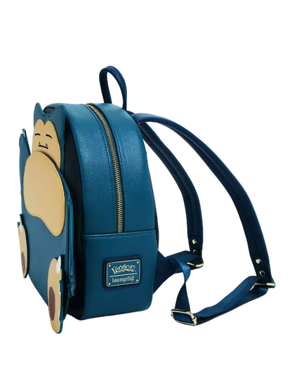 Blue backpack with cartoon character design on a white background