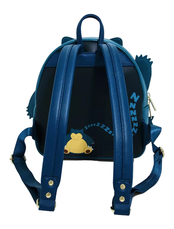 Blue backpack with cartoon character design on a white background