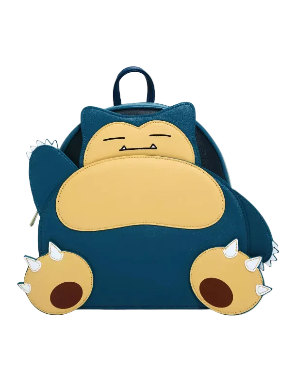 Backpack designed like a cartoon character with blue and yellow colors on a white background