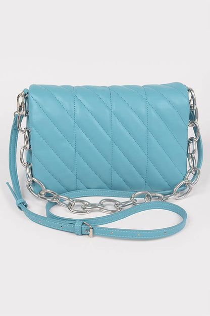 Quilted Chain Shoulder Bag: Orange