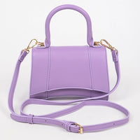 Faux Leather Top Handle Bag: Lavender