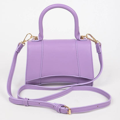 Faux Leather Top Handle Bag: Lavender