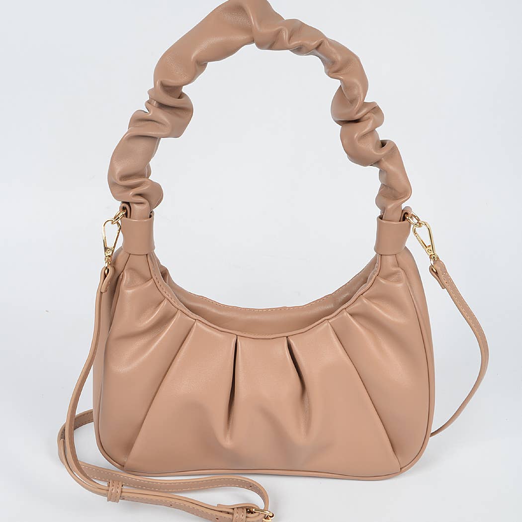 Pleated Simple Shoulder Bag: Pink