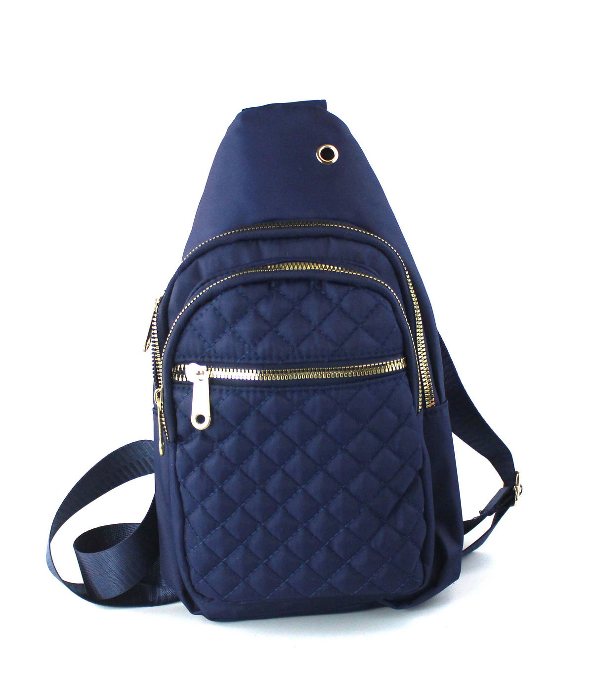 Sleek Quilted Nylon Sling Bag - Multi-Pocket Chest Pack