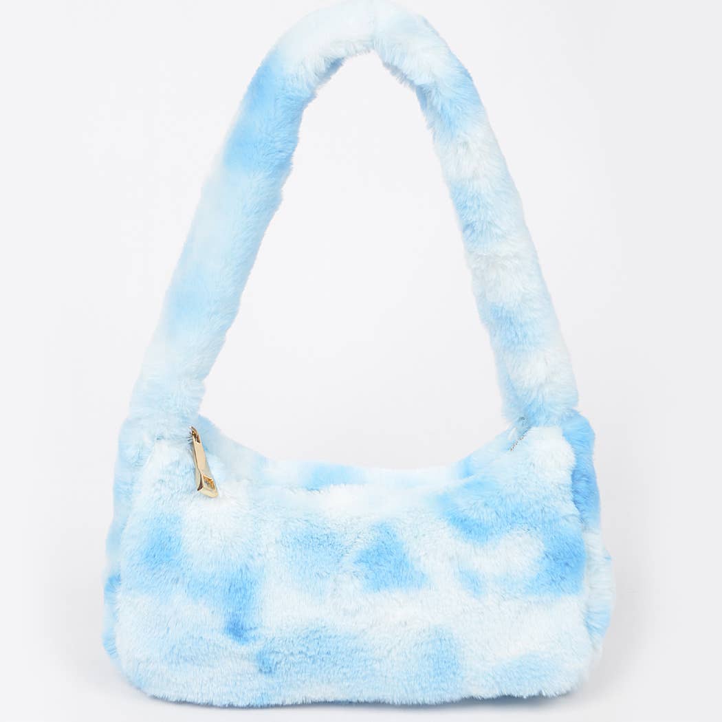 Tie Dye Fur Shoulder Bag: Black