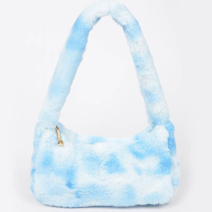 Tie Dye Fur Shoulder Bag: Black