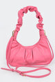 Pleated Simple Shoulder Bag: Pink