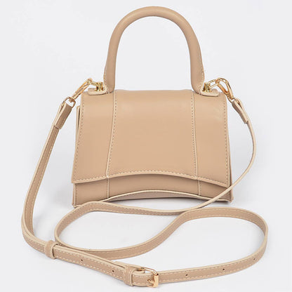 Faux Leather Top Handle Bag: Lavender