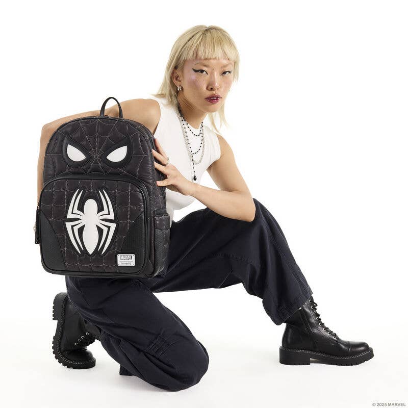 Spider-Man Black Suit Cosplay Quilted Full-Size Backpack Loungefly Marvel