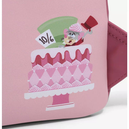 Pink phone case with a cake design and character illustration on a white background