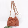 Faux Leather Multi Ribbon Bucket Chain Crossbody Bag: CM