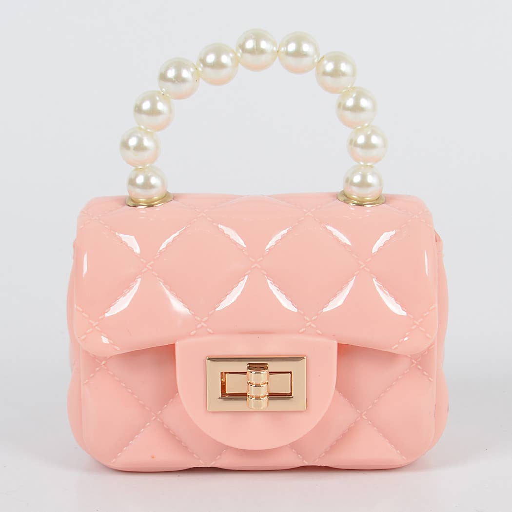 Jelly Shiney Mini Bag W Imitation Pearl Handle: Yellow