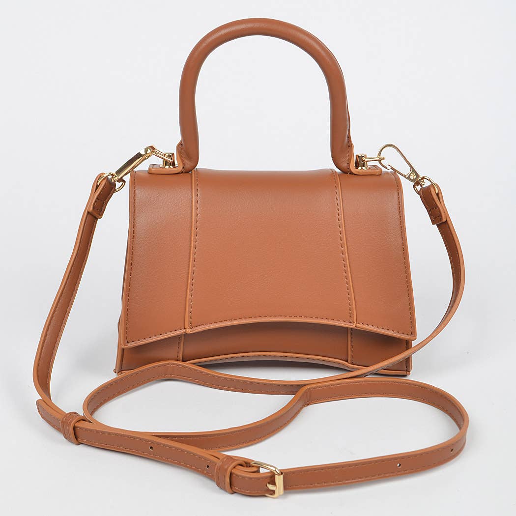 Faux Leather Top Handle Bag: Lavender