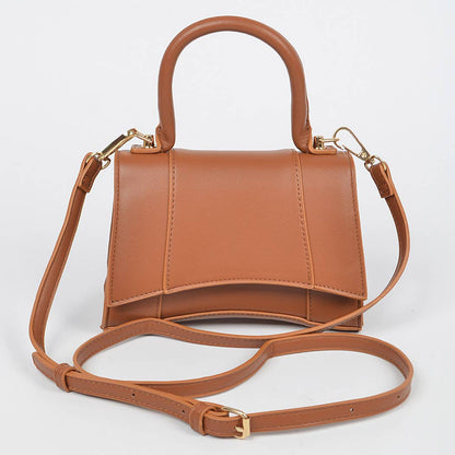 Faux Leather Top Handle Bag: Lavender