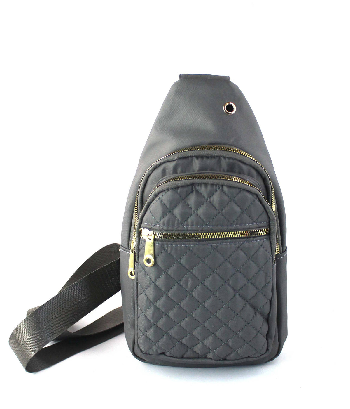 Sleek Quilted Nylon Sling Bag - Multi-Pocket Chest Pack
