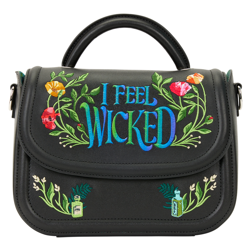 Loungefly Wicked For Good I Feel Wicked Floral Embroidered Crossbody Bag