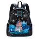 Backpack with Disney World castle design on a black background