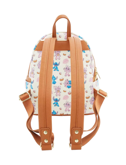 Lilo & Stitch The Series Angel & Stitch Snacks Allover Print Mini Backpack Exclusive Loungefly Disney