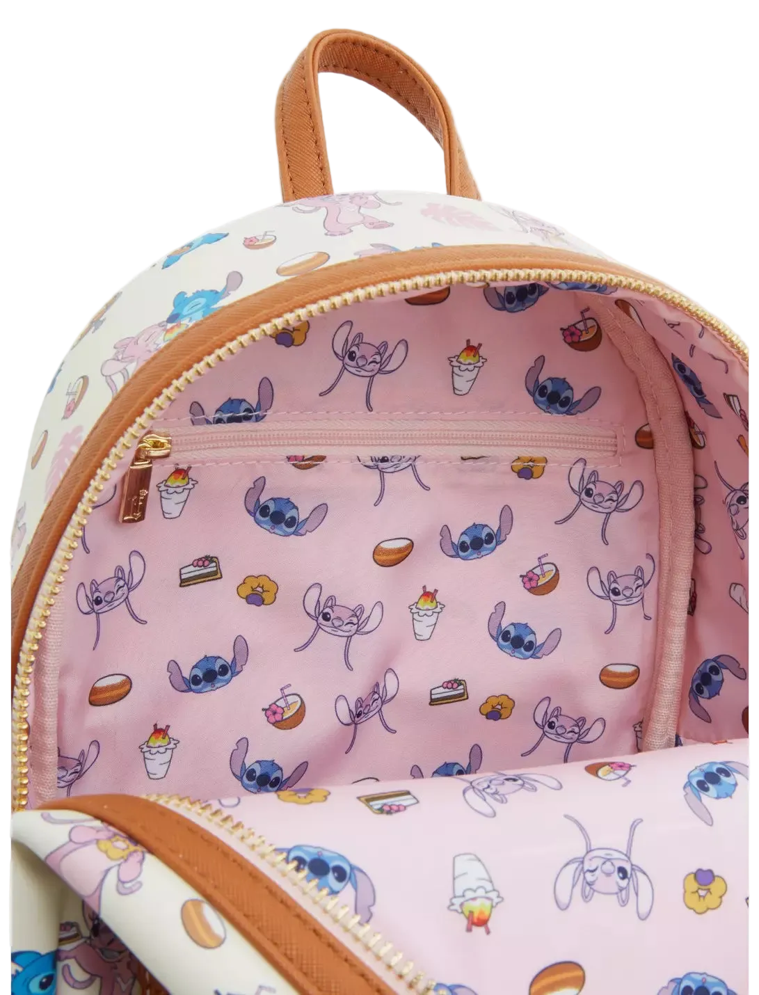 Lilo & Stitch The Series Angel & Stitch Snacks Allover Print Mini Backpack Exclusive Loungefly Disney