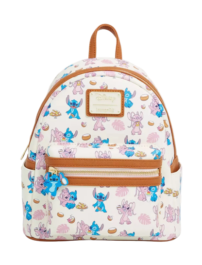 Lilo & Stitch The Series Angel & Stitch Snacks Allover Print Mini Backpack Exclusive Loungefly Disney