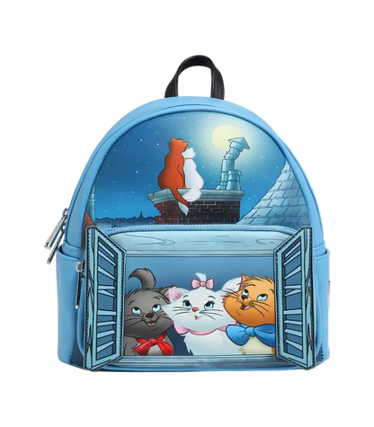 Backpack with animated character design on a white background