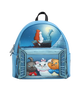 Backpack with animated character design on a white background