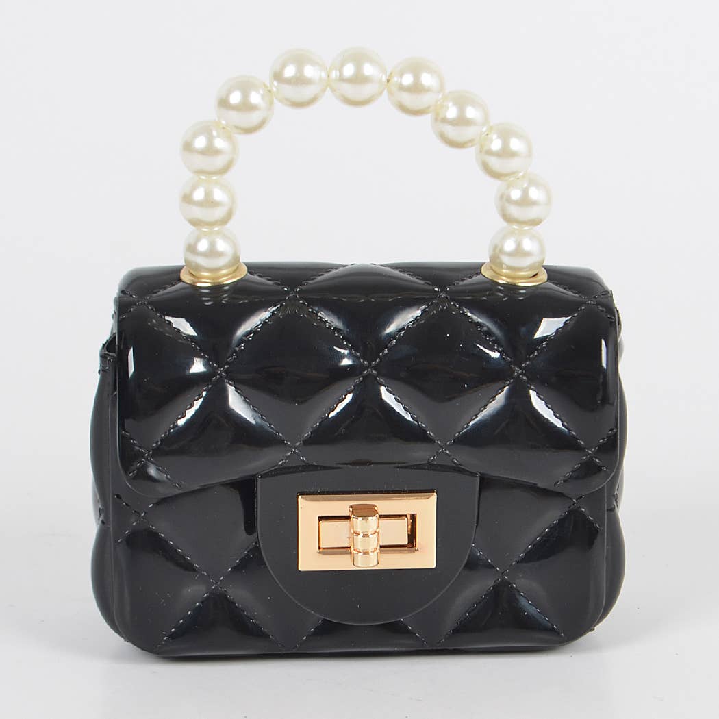 Jelly Shiney Mini Bag W Imitation Pearl Handle: Yellow