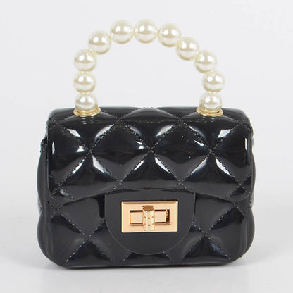 Jelly Shiney Mini Bag W Imitation Pearl Handle: Yellow