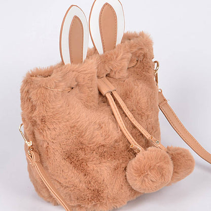 Faux Fur Bunny Clutch: Black