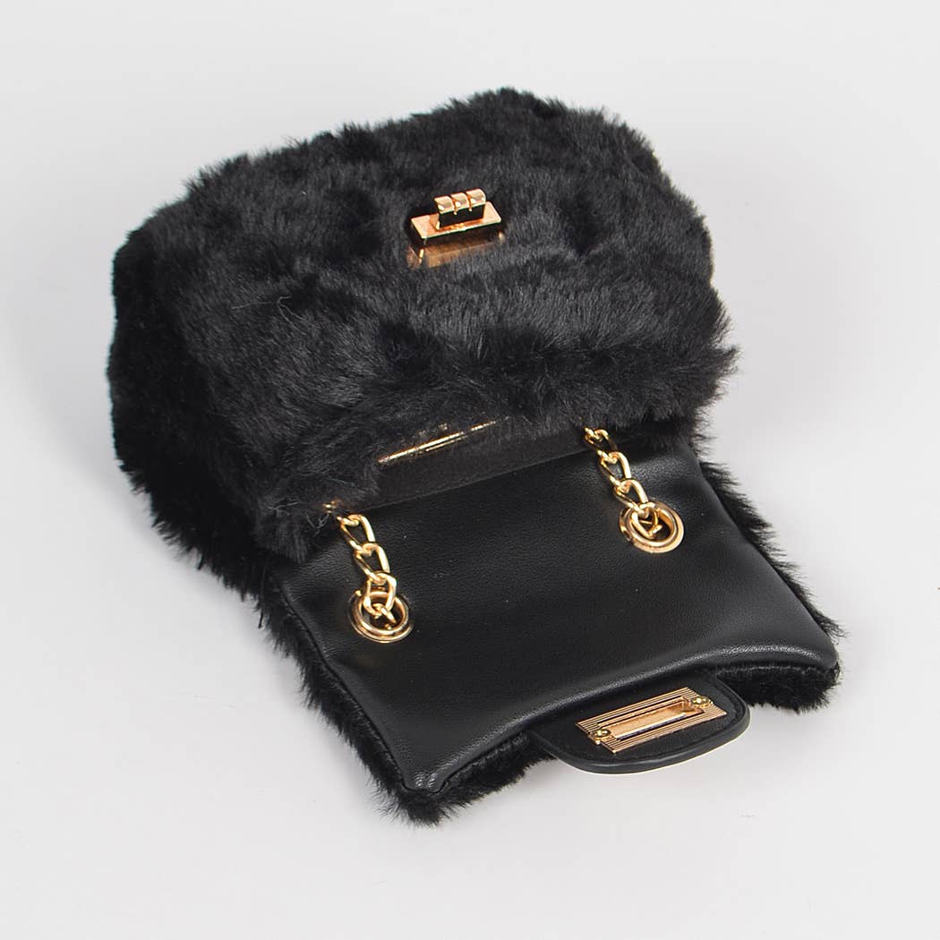 Faux Fur Mini Bag: Green
