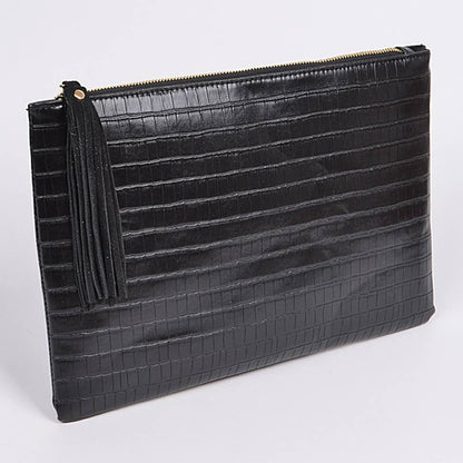 Shine Leather Clutch: Grey