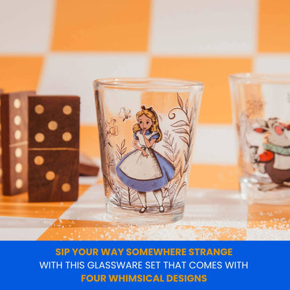 Alice in Wonderland 4 Piece 1.5oz Mini Glass Set