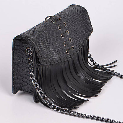 Animal Print Tassel Clutch: Green