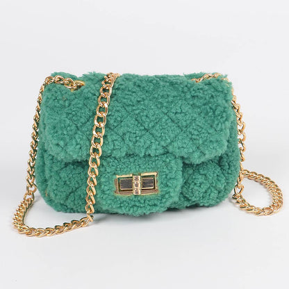 Faux Fur Mini Crossbody Bag: Black
