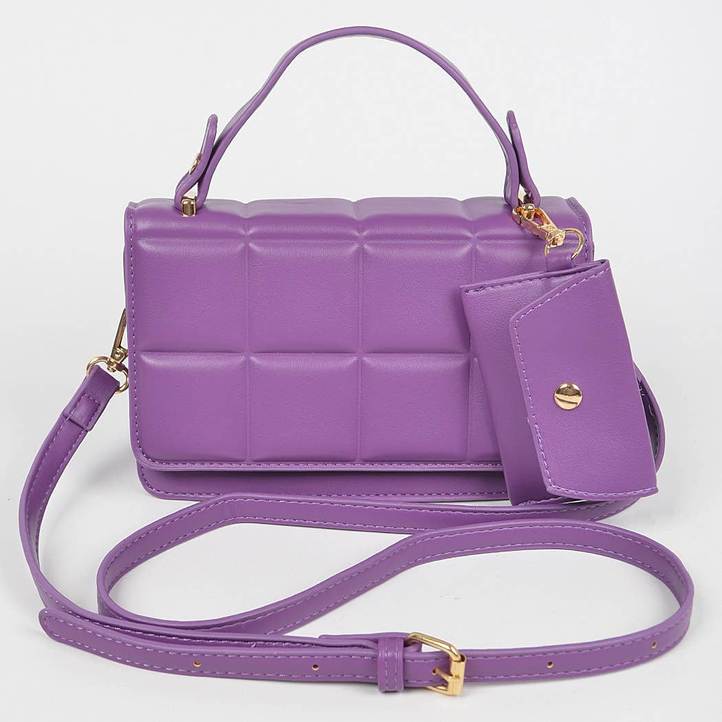 Quilted Top Handle Bag: Teal