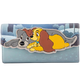 A wallet featuring a large graphic of Lady and Tramp cartoon dogs in a snowy winter scene, set against a light blue background.