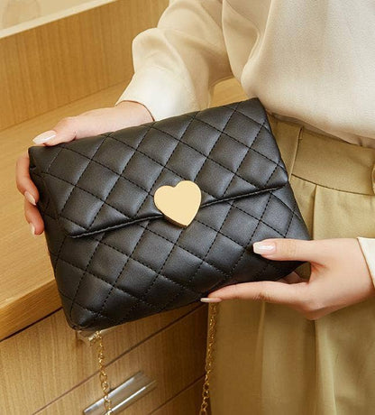 Love heart bag lingge crossbody: Black / M
