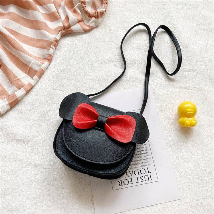 Girls Mini Cartoon Cute Crossbody Coin Purse: BLACK