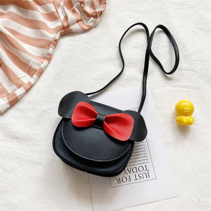 Girls Mini Cartoon Cute Crossbody Coin Purse: BLACK