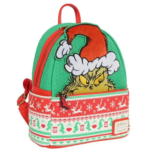 Loungefly How the Grinch Stole Christmas Grinch Christmas Sweater Mini Backpack - Limited Edition Exclusive
