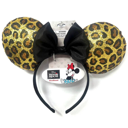 MINNIE EARS LEOPARD GLITTER HEADBAND, MM3651: -