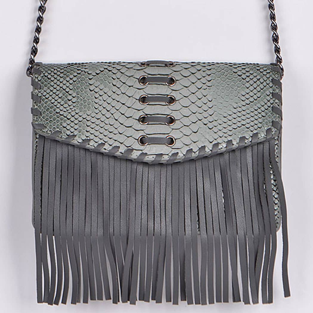 Animal Print Tassel Clutch: Green
