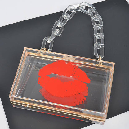 Lip Clear Hard Clutch W/clear Chain: Clear Red