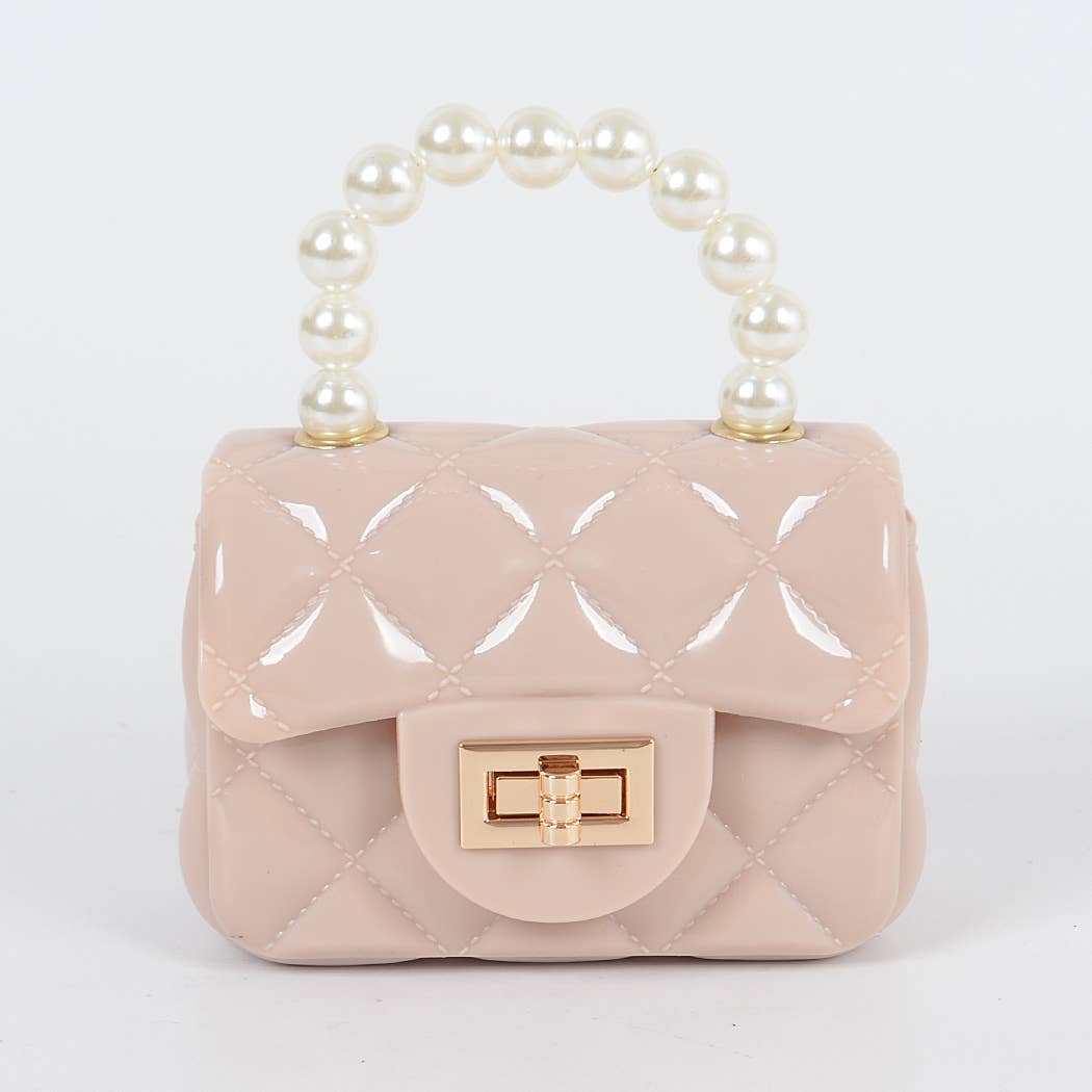 Jelly Shiney Mini Bag W Imitation Pearl Handle: Yellow