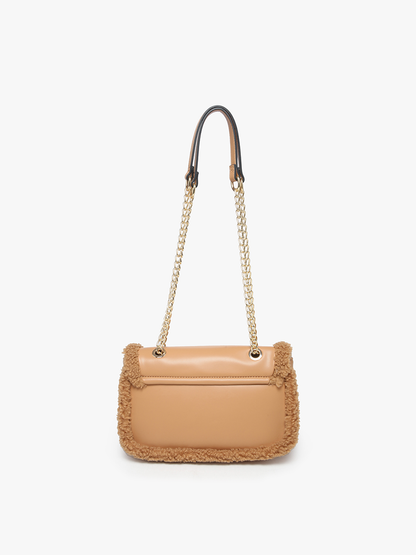 Coco Sherpa Trim Crossbody Bag – Chain Strap | M2356 : Brown