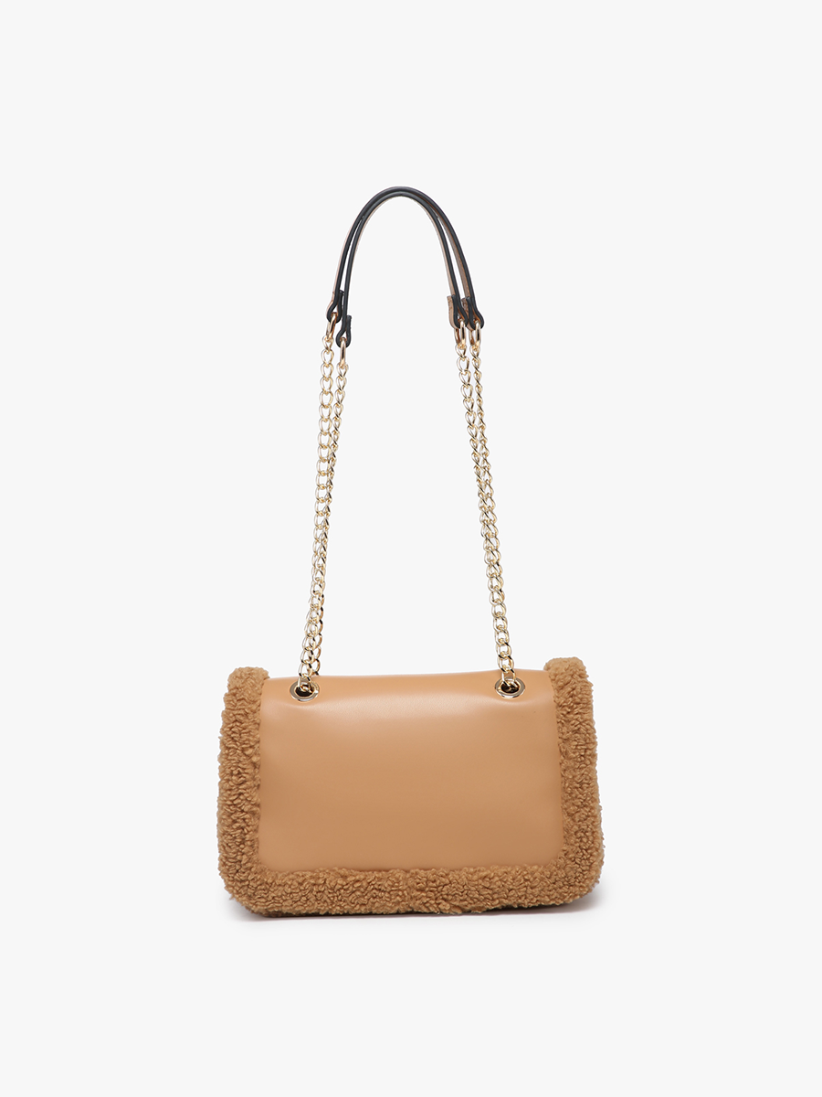 Coco Sherpa Trim Crossbody Bag – Chain Strap | M2356 : Brown