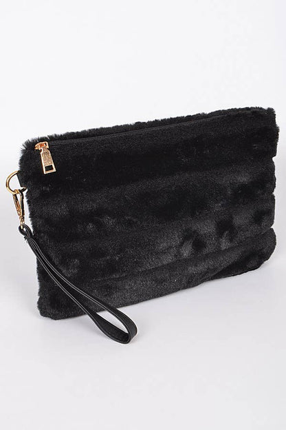 Faux Fur Charming Clutch PPC5828: Black