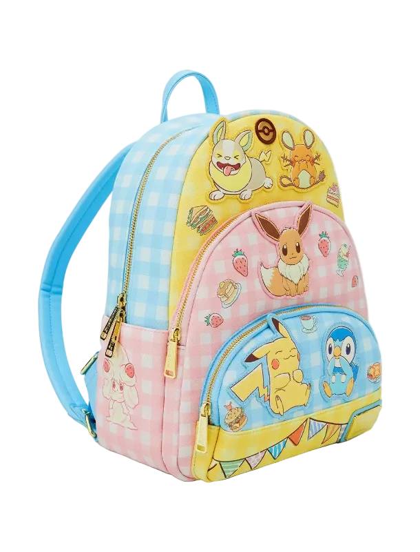 Backpack with cartoon characters on a white background