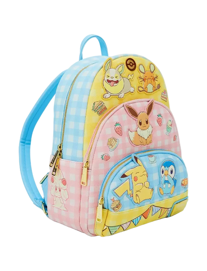 Backpack with cartoon characters on a white background